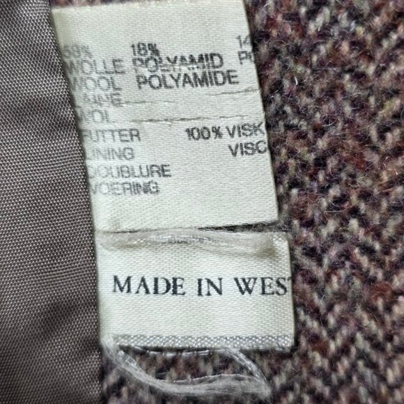 Vintage Women's Wool with Suede Detail Belted Jacket Coat 42/6 - Picture 15 of 16